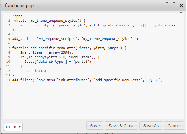 Add code to functions.php file