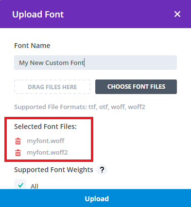 Divi custom font WOFF files