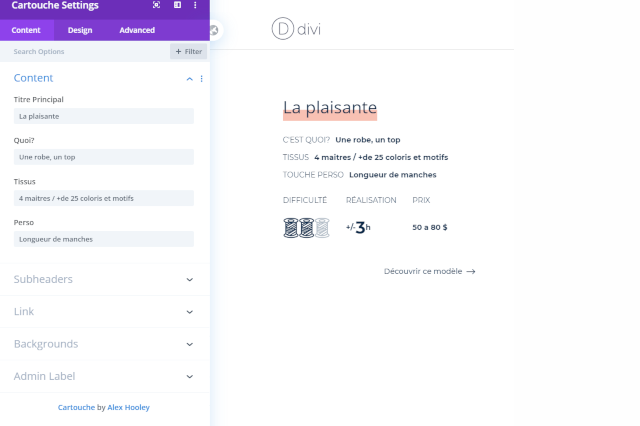 Custom Divi module screenshot