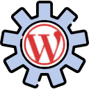 WordPress logo inside cog representing WordPress management services